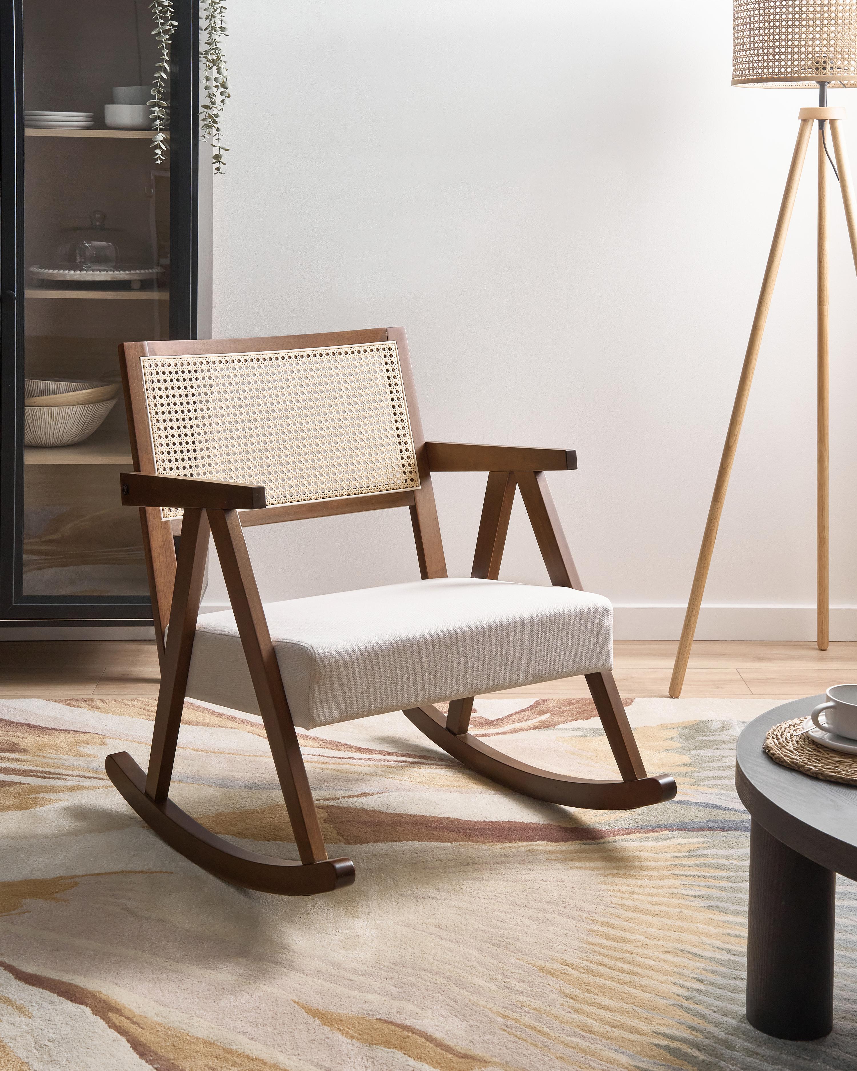 Rocking Chair RYA Wood Brown/ Light Beige