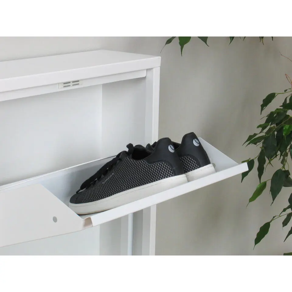 Hioshop Pisa schoenenkast wit metaal met 3 vakken - set van 3