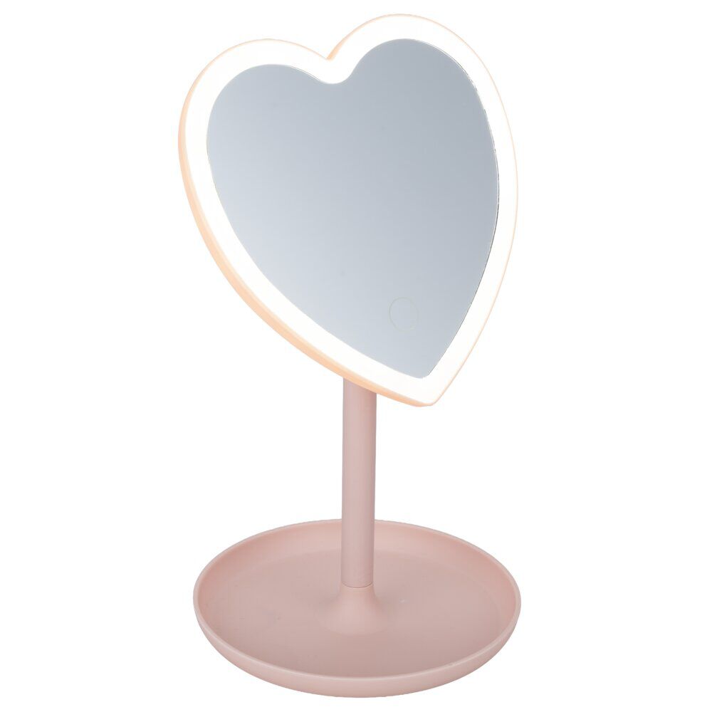 Miroir lumineux à poser avec rangement bijoux H26cm (3 modèles)
