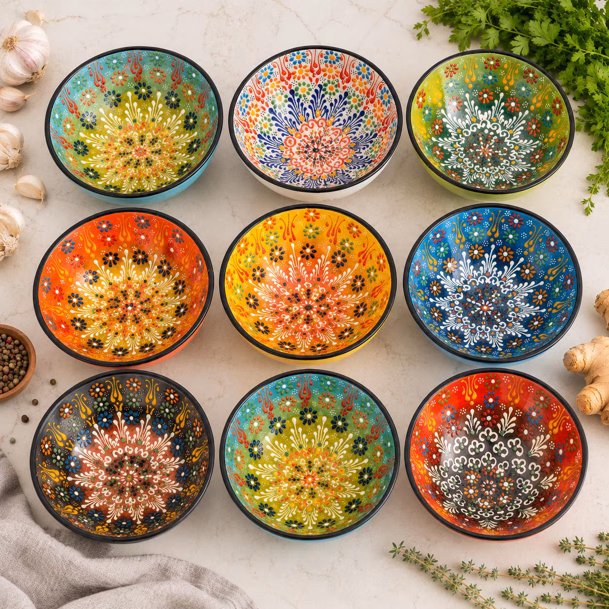Handmade Ceramic Cereal Bowls, 20 Oz Serving Bowl, Ceramic Bowls Set of 2, Cereal Serving Bowls, Salad Bowl, Decorative Ceramic Turkish Bowl
