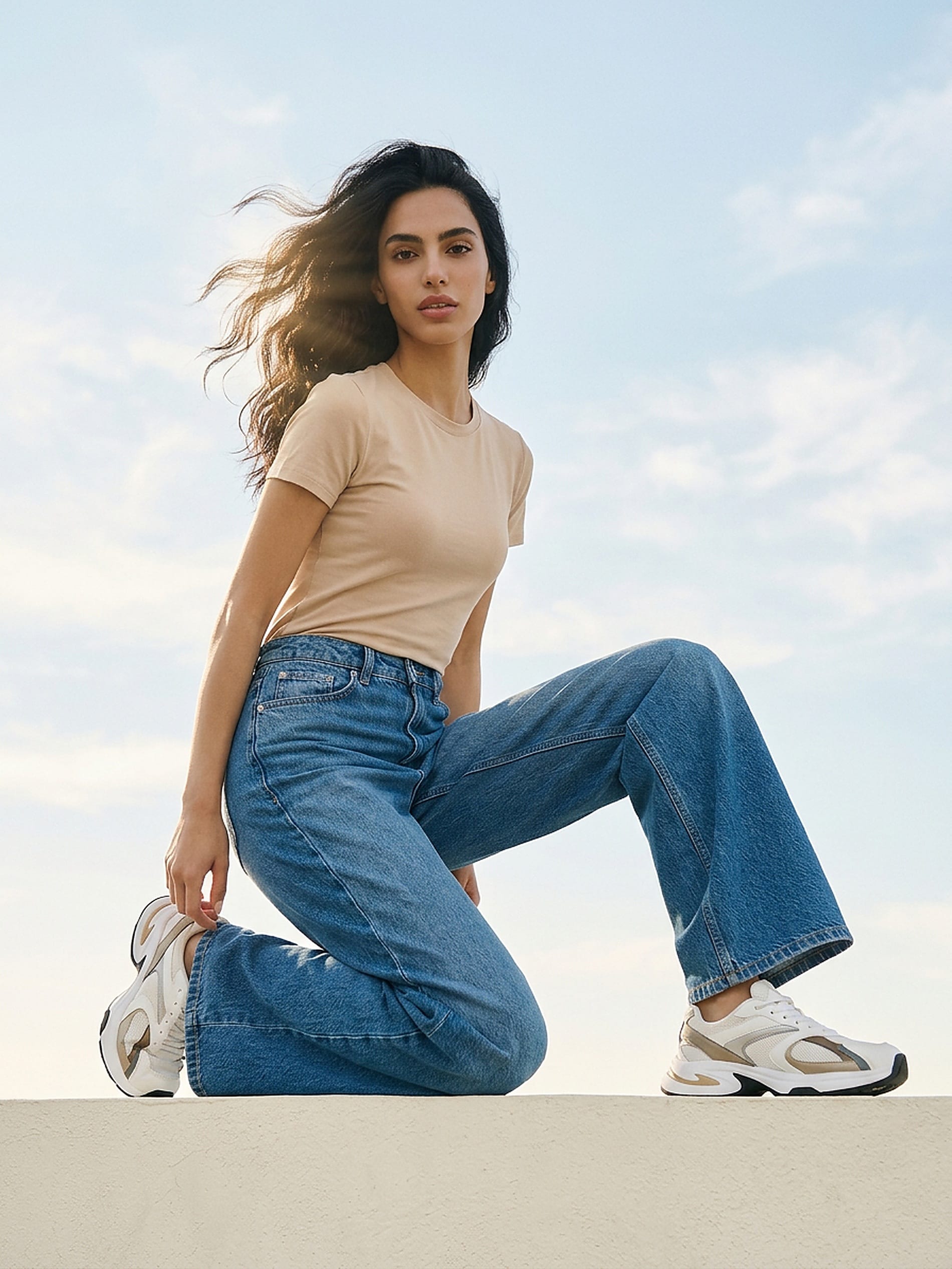 Jeansy baggy mid waist