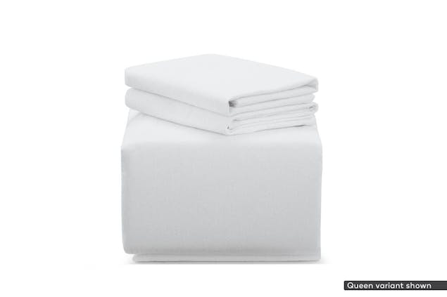 NNEKGE Cotton Flannelette Bed Sheet Set (White King)