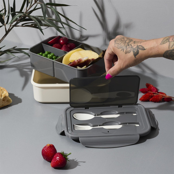 Lunch box single ze sztućcami i przegródkami 2,5 l
