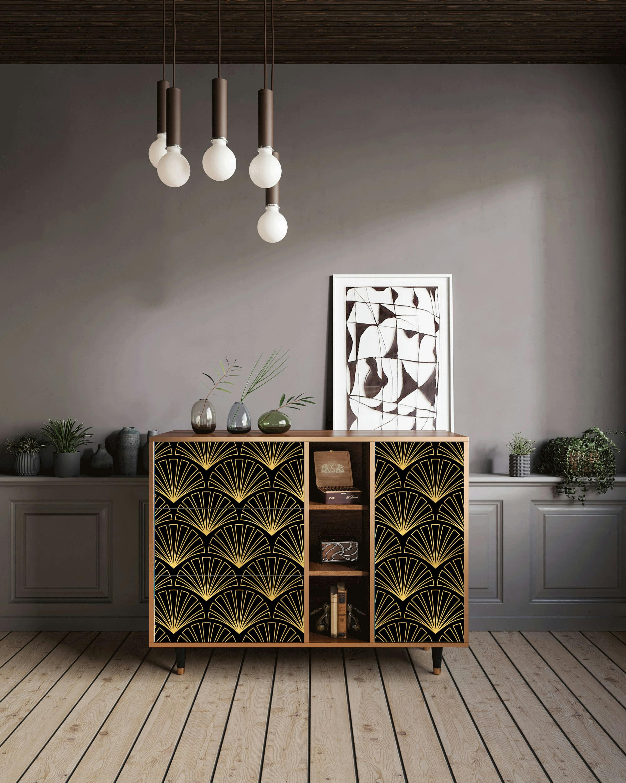 BIRD OF JUNO - Buffet  noir 3 tiroirs et 1 porte L 125 cm