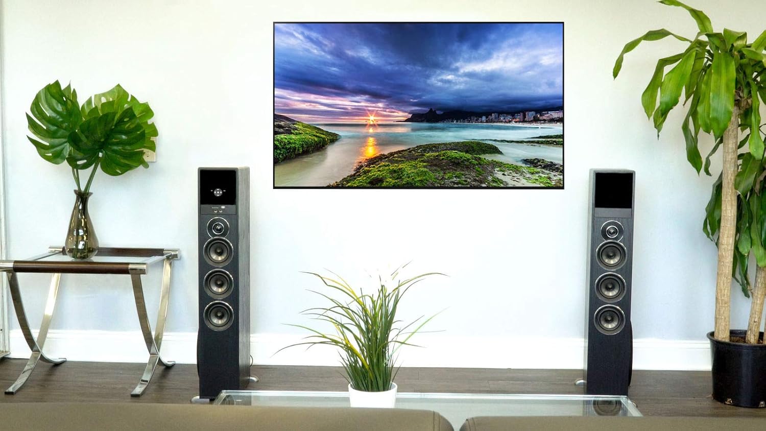 Rockville TM150B Powered Home Theater Tower Speaker System  Black  1000W  10 Subwoofers  Bluetooth  USB/SD Playback  FM Radio  Remote Control  Karaoke Ready  Perfect for Home Entertainment