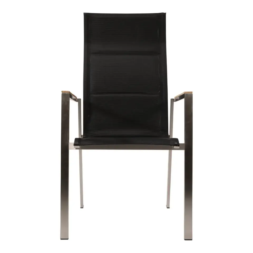 Les - Stapelstoel hoge rug Marmaris RVS - zwart