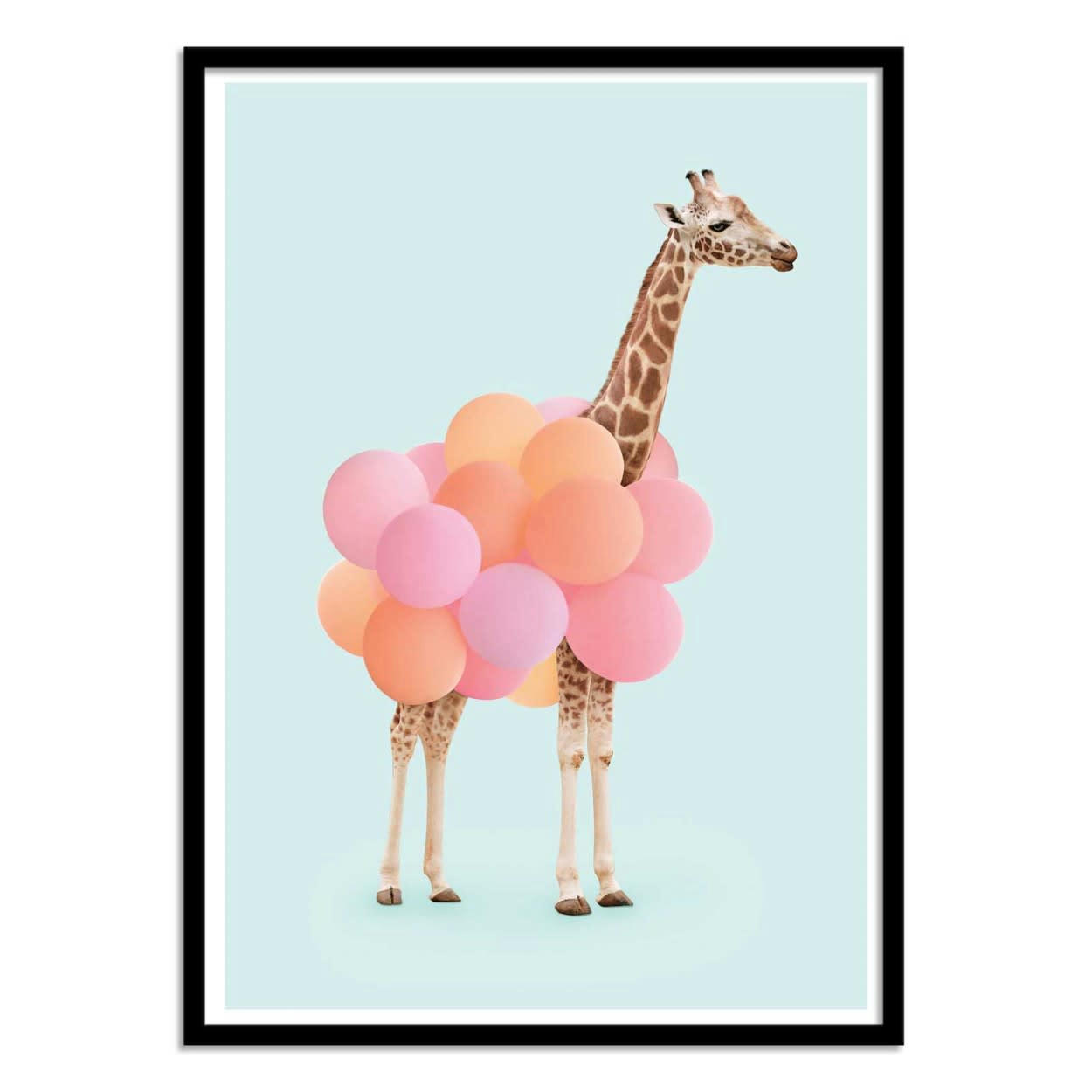 PAUL FUENTES - GIRAFFE BALLOON - Affiche d'art 30 x 40 cm