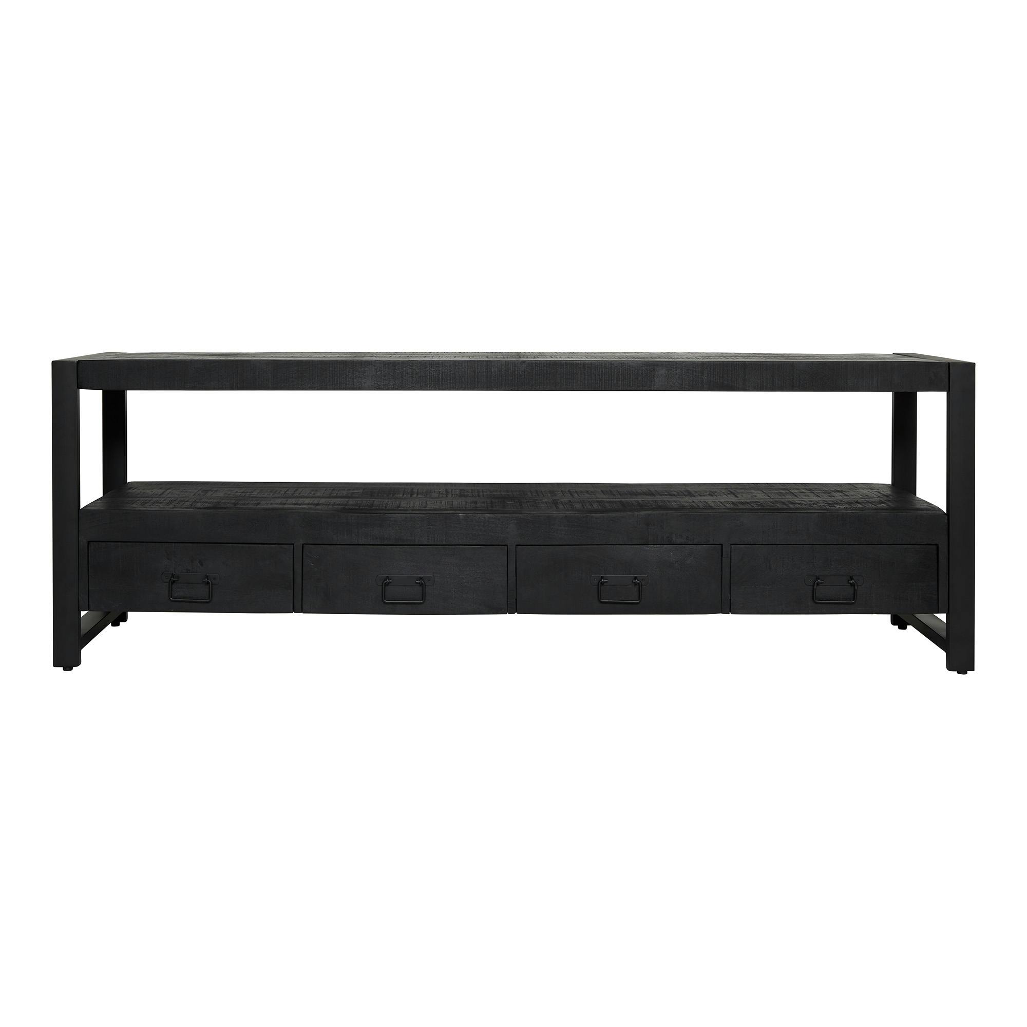 Meuble TV bois noir 4 tiroirs MILORA