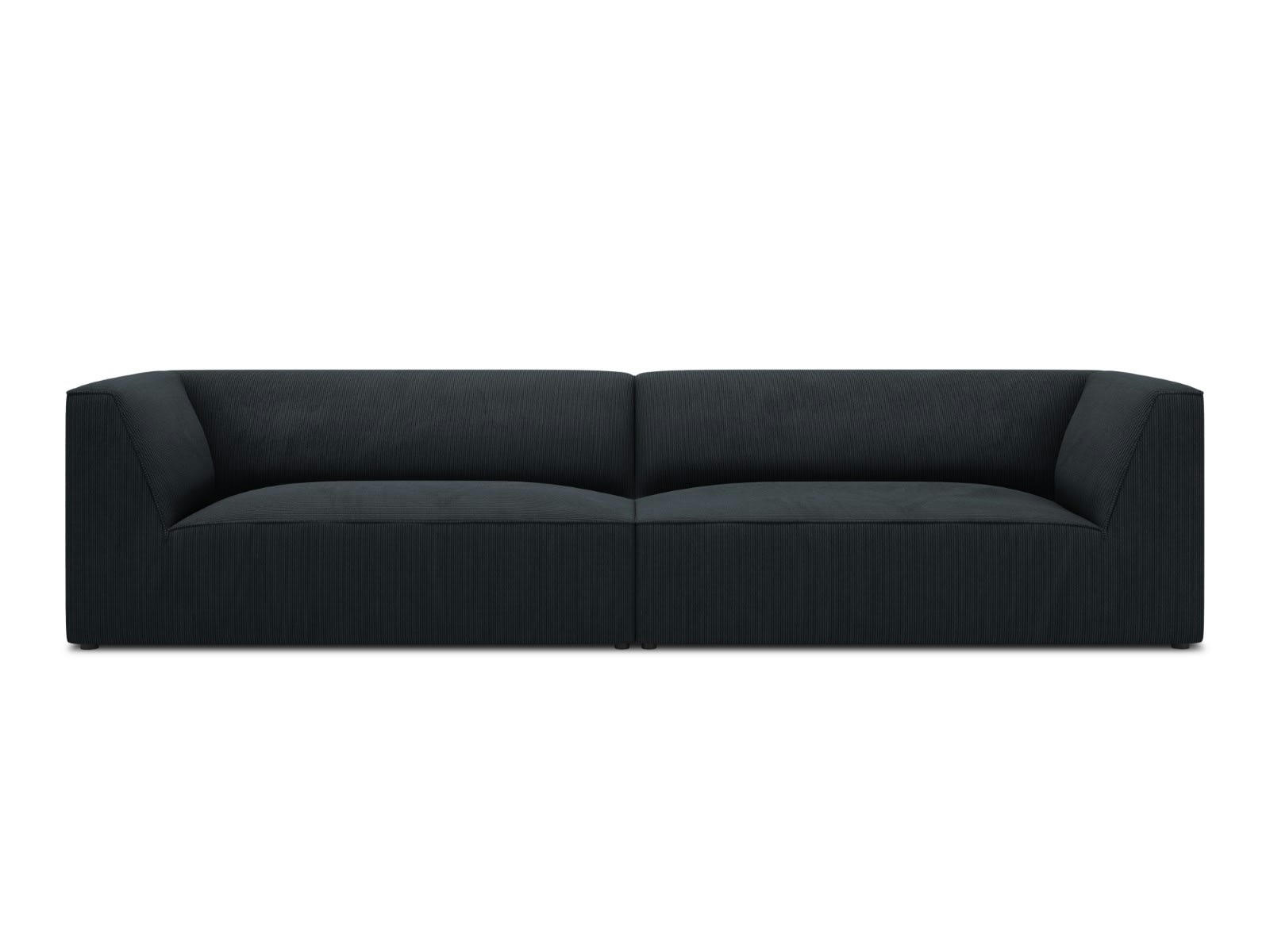 RUBY - Canapé 4 places en tissu velours côtelé noir