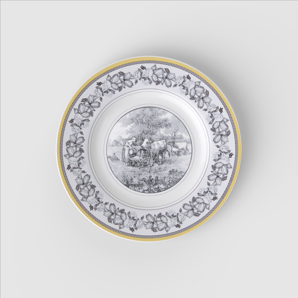 Audun Salad/ Dessert Plate - Multi-colored, 8.6'', Premium Porcelain