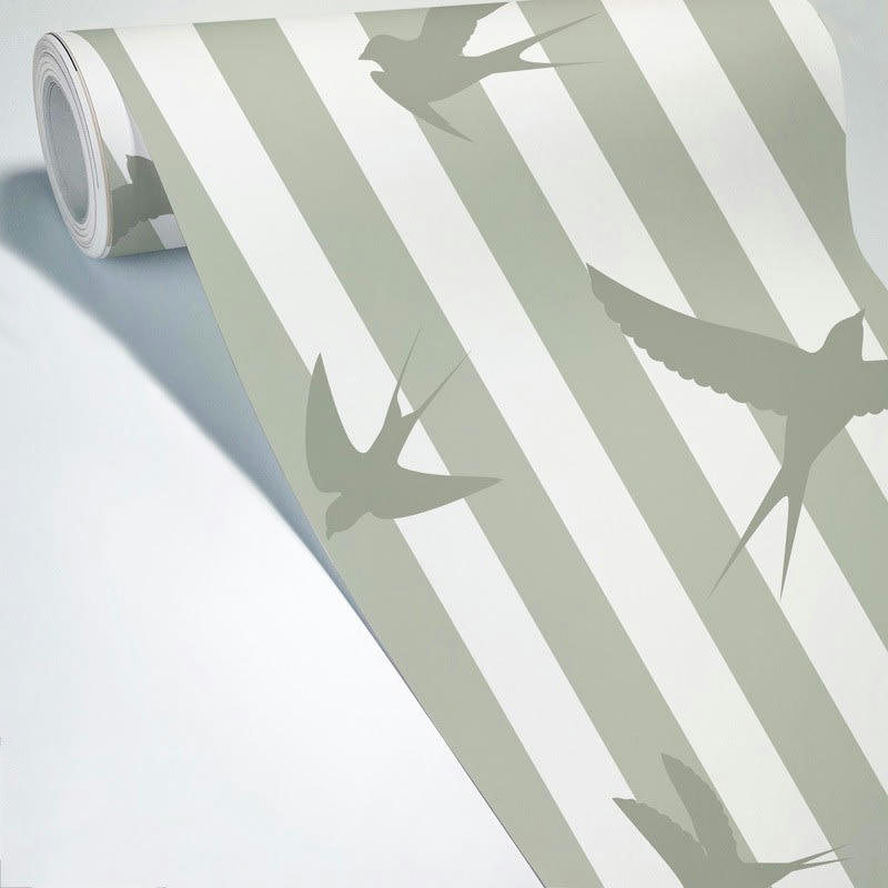 ENVOLÉE - Papier Peint Raccordable L144xH270cm Vert Rayures