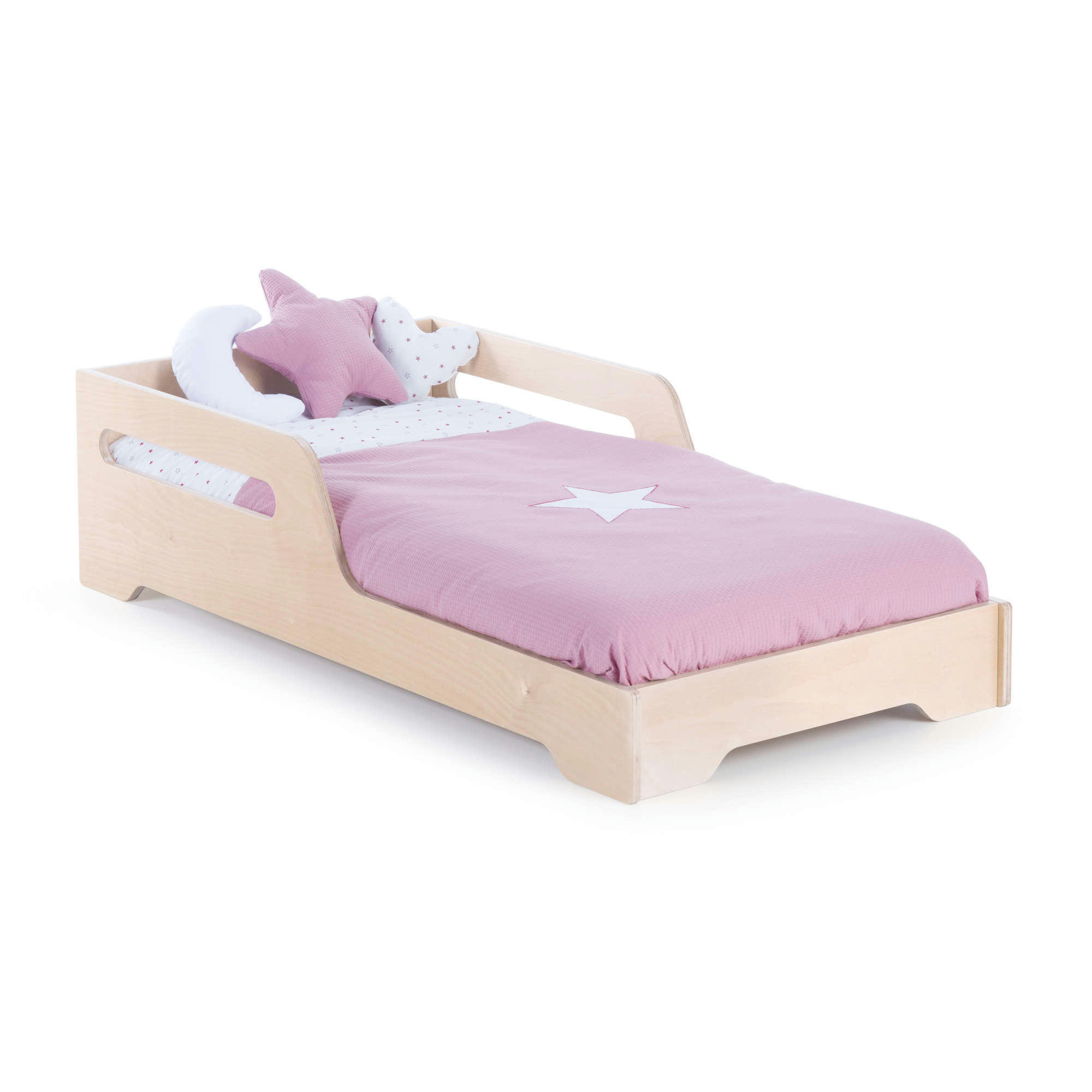 MONTBLUE - Lit bébé basso Montessori (70x140) cm en bois