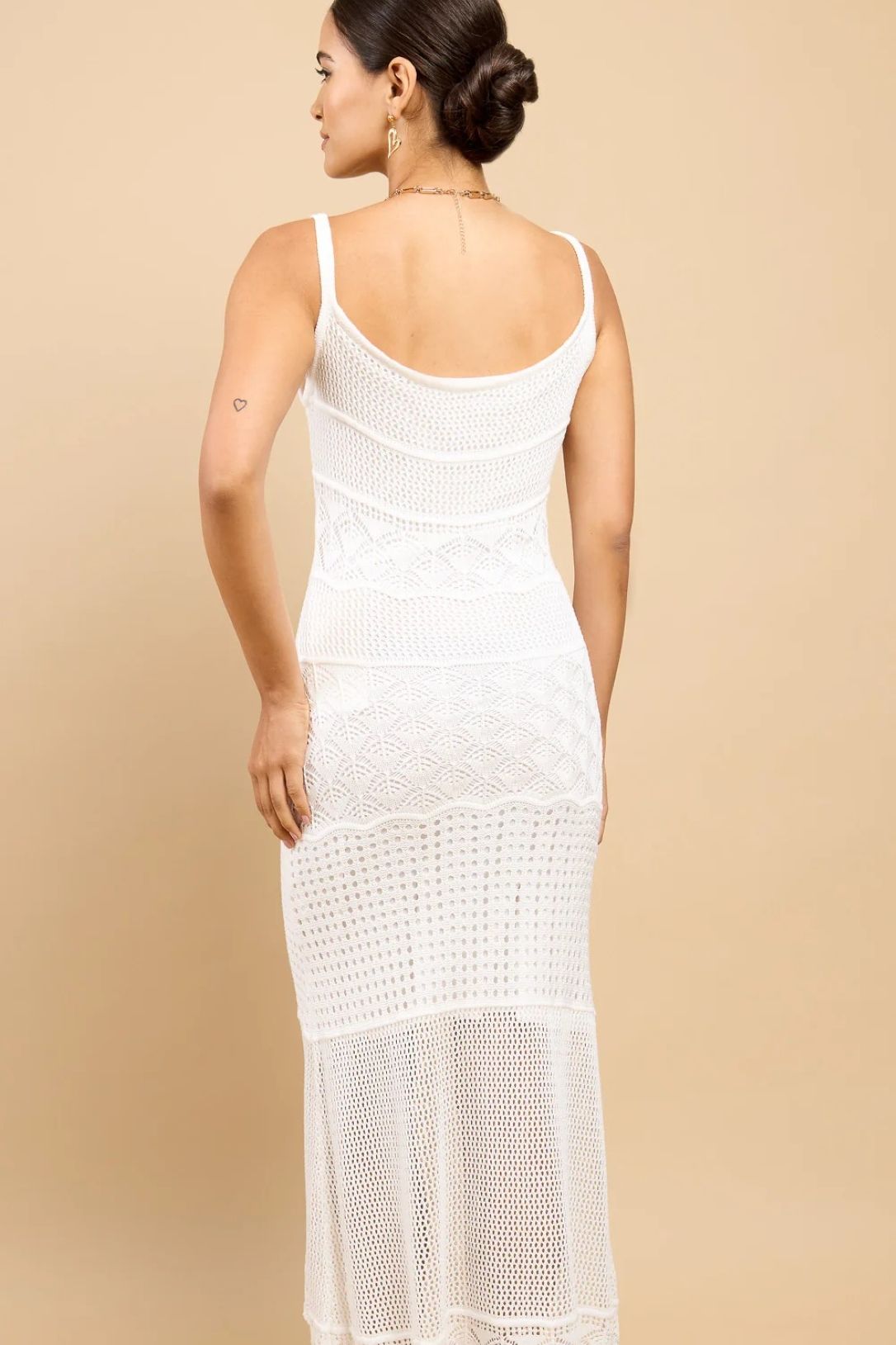 Little Mistress White Crochet Midaxi Dress