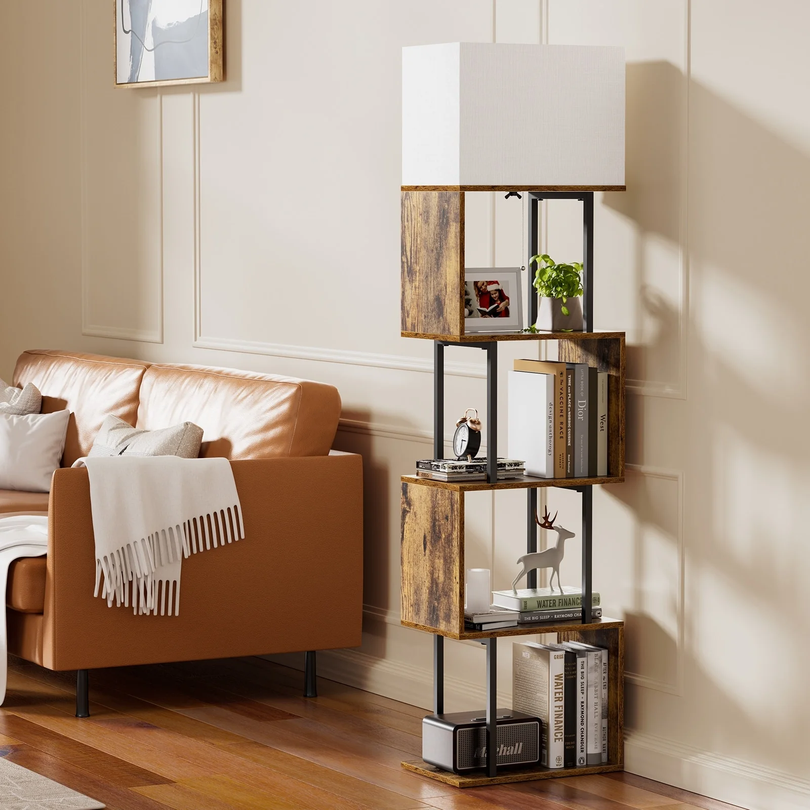 59 Bookcases with LED Light and Remote Control, 3 Color Temperature Column Floor Lamp