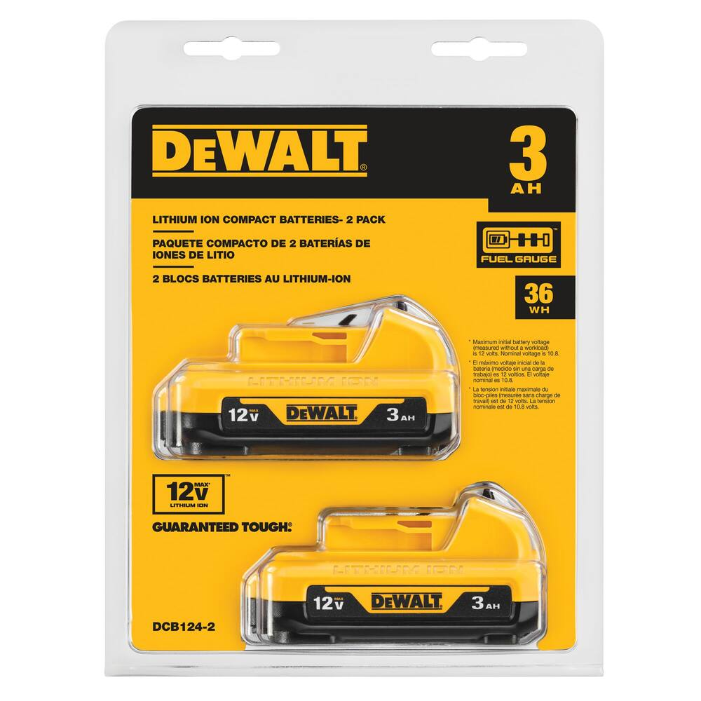 DEWALT DCB124-2 12V MAX 3.0Ah Lithium Ion Battery, 2-pk