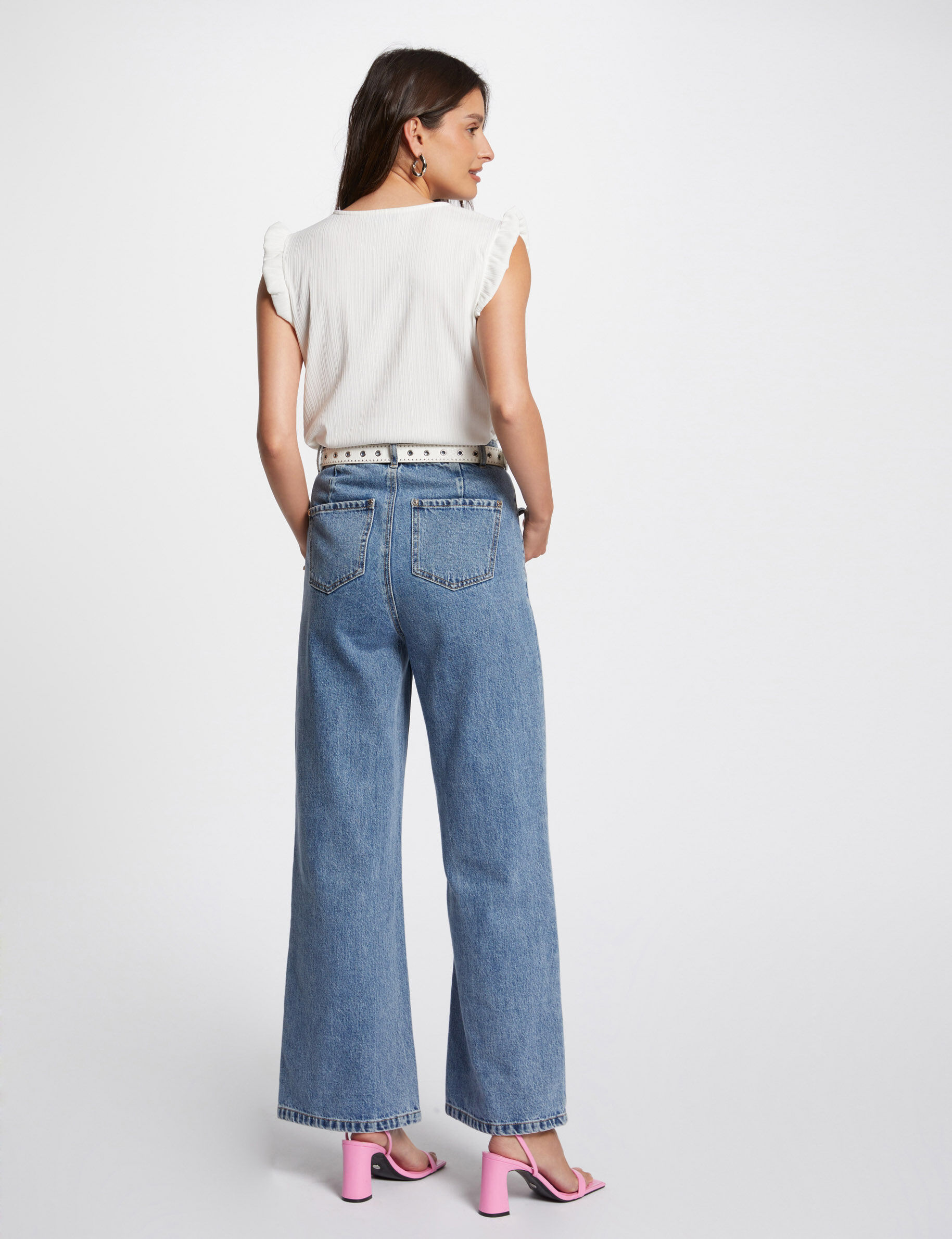 Pleated Top With Lace Ivory Women