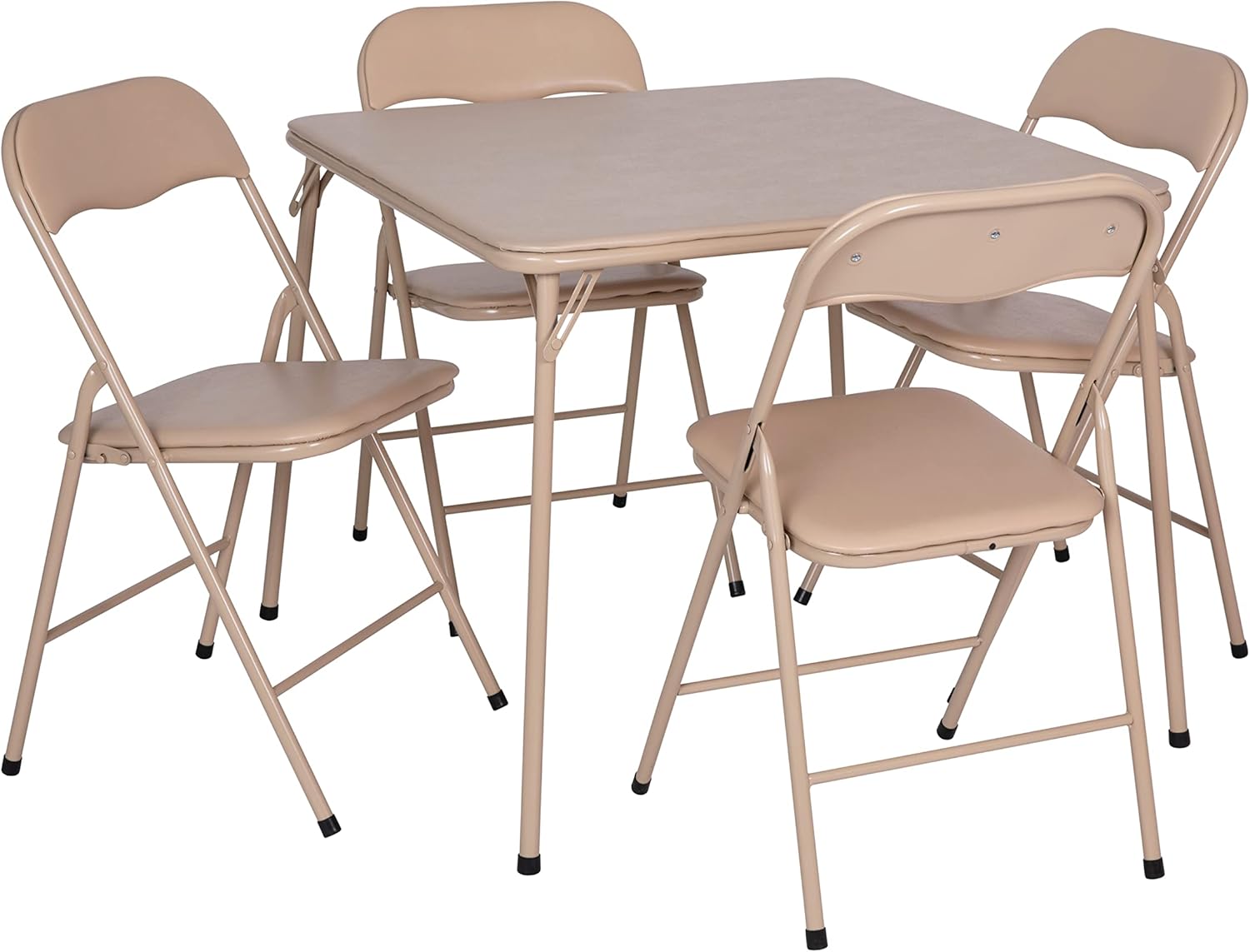 Flash Furniture Madison 5-Piece Folding Card Table and Chairs Set, Portable Event Table and Chairs Set for Indoor and Outdoor Gatherings, Tan