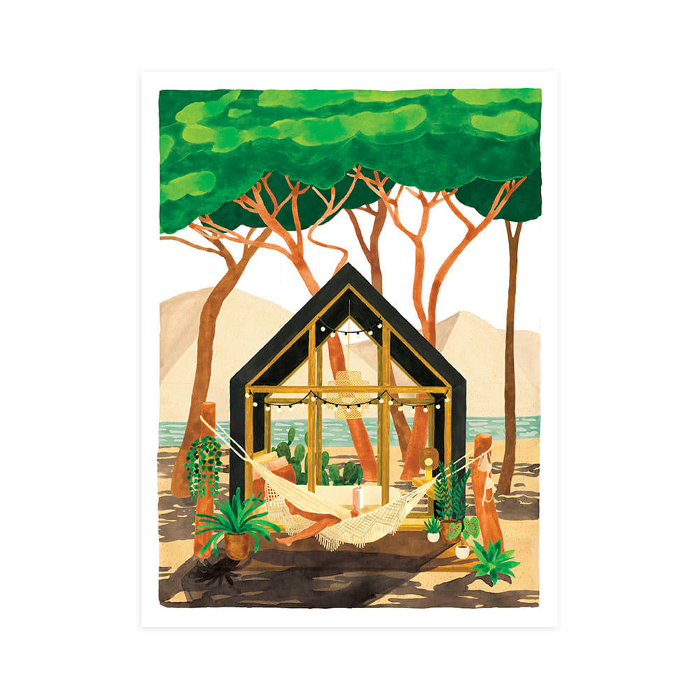 - Affiche illustrée d'une maison du Cap Ferret 30x40 cm