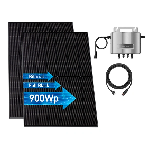Balkonkraftwerk »Stream«, 2 x 450 W Module, EcoFlow Stream Wechselrichter, 5 m Kabel