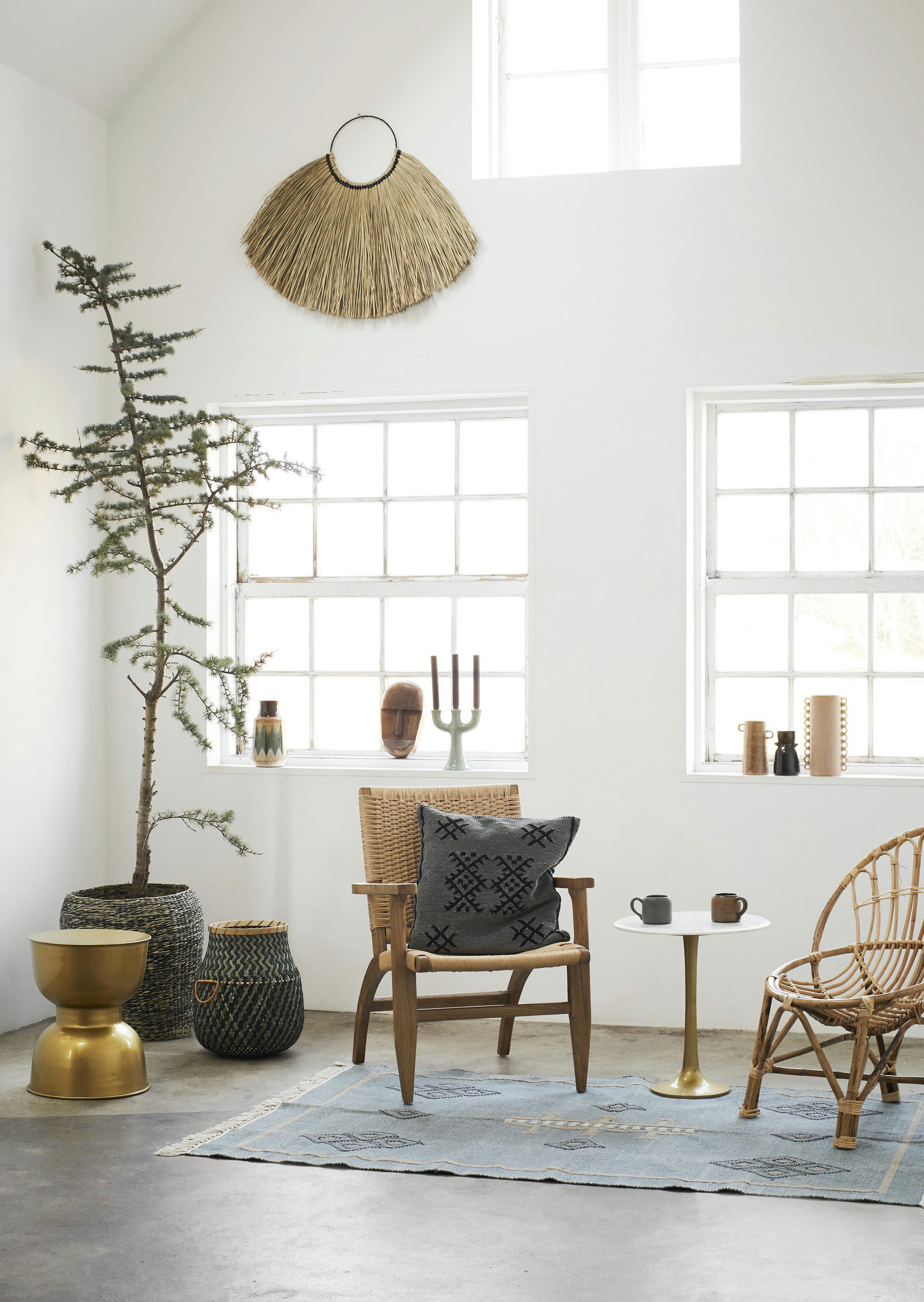 HAVEN - Panier avec poignées en bambou gris