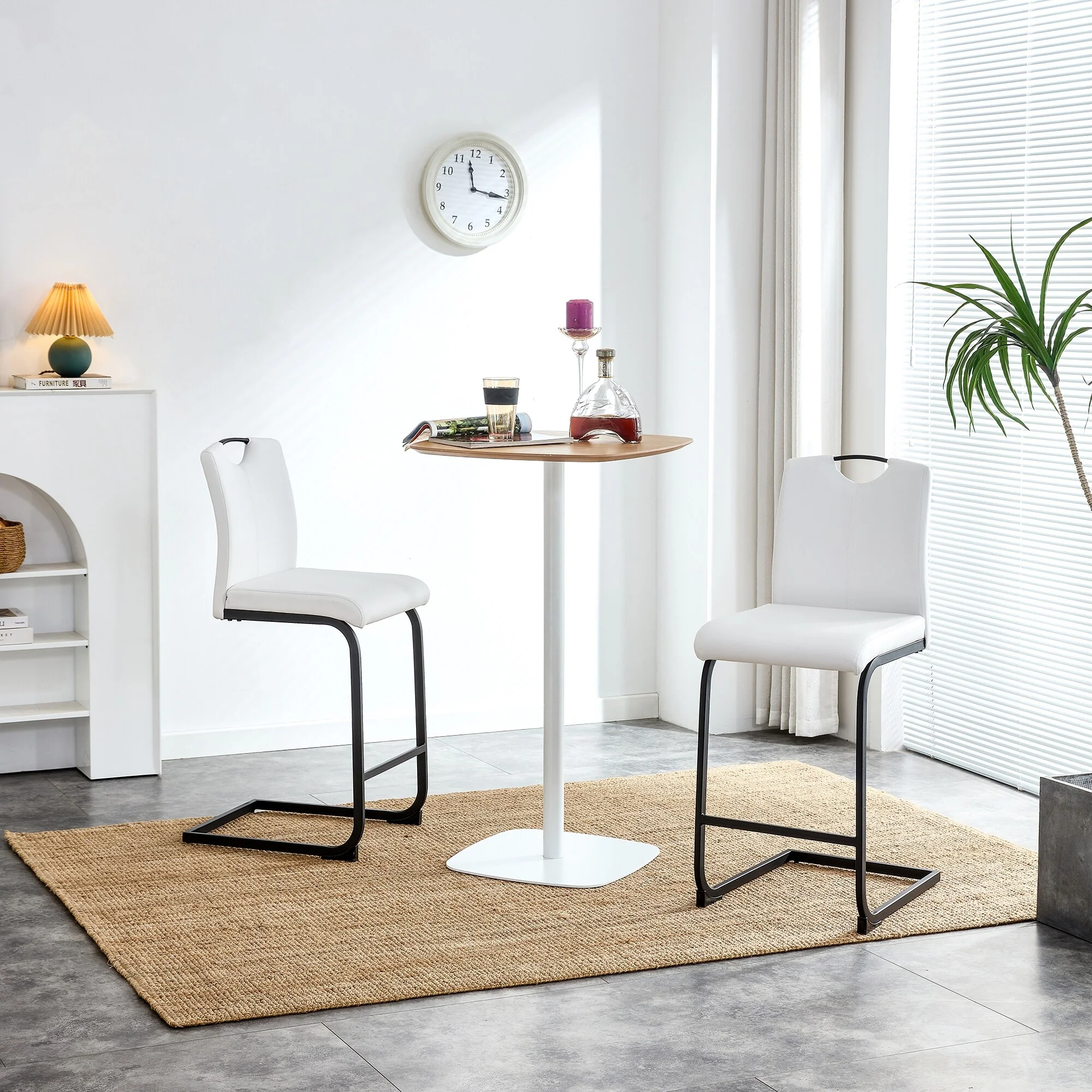 White PU Chair Barstool Dining Counter Height Chair