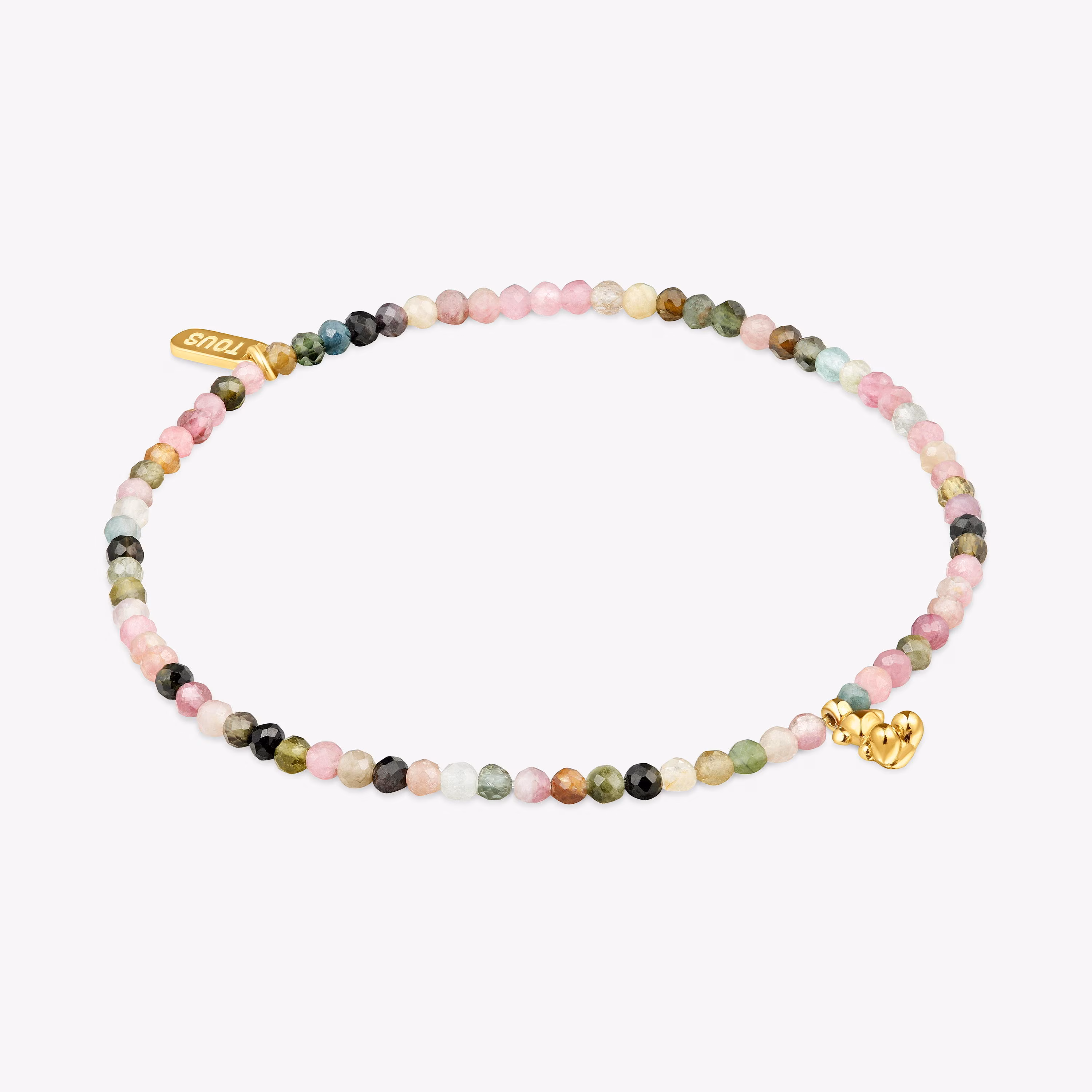 Pulsera elástica con baño de oro 18 kt sobre plata y turmalinas Bold Bear