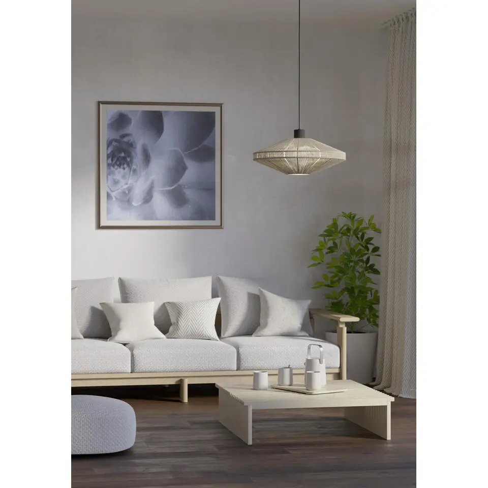 EGLO Midsumer Hanglamp - E27 - &Oslash; 38 cm - Zwart/Cr&egrave;me - Textiel