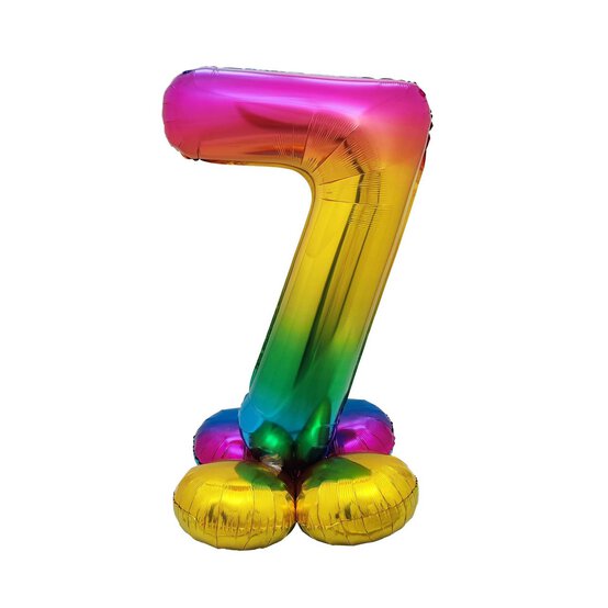 Standing Multicoloured Number 7 Balloon 90cm