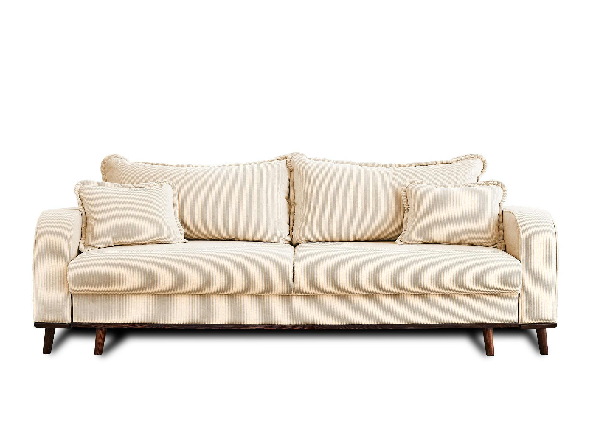 BILLIE - Canapé droit convertible 3 places en velours côtelé beige