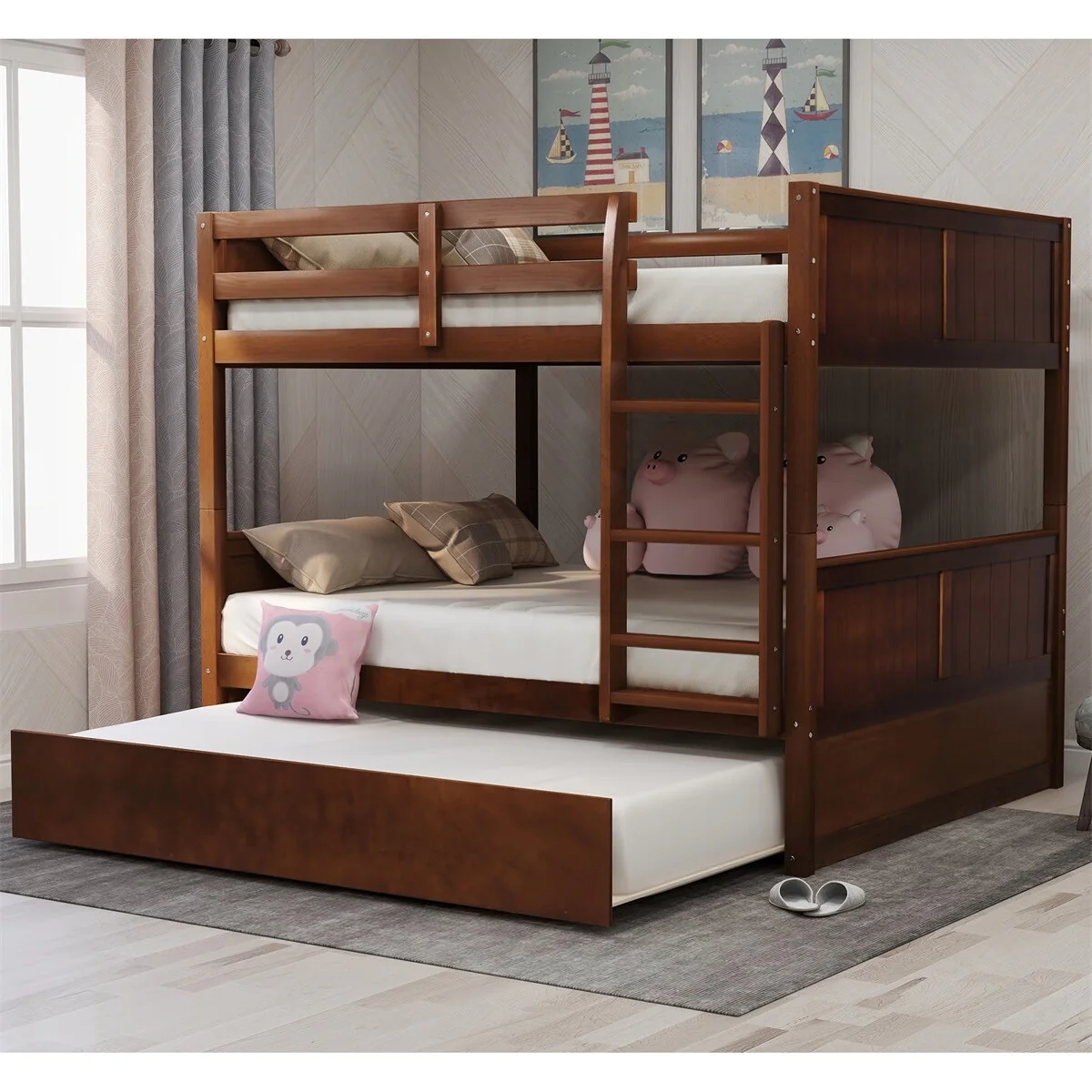 Harper&Bright Designs Vervain Full-over-Full Bunk Bed with Trundle