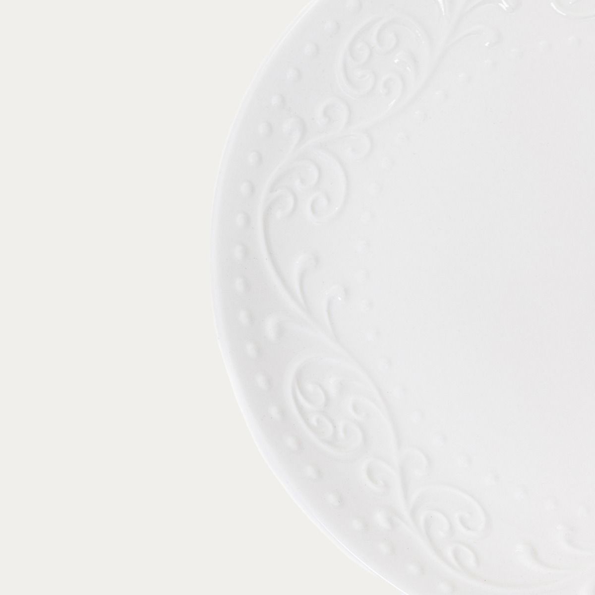 Talerz SYLIA obiadowy biały z ornamentem 27 cm