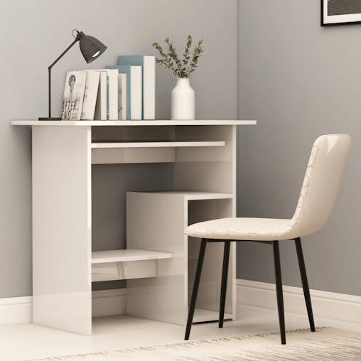 NNEVL Desk High Gloss White 80x45x74 cm Chipboard