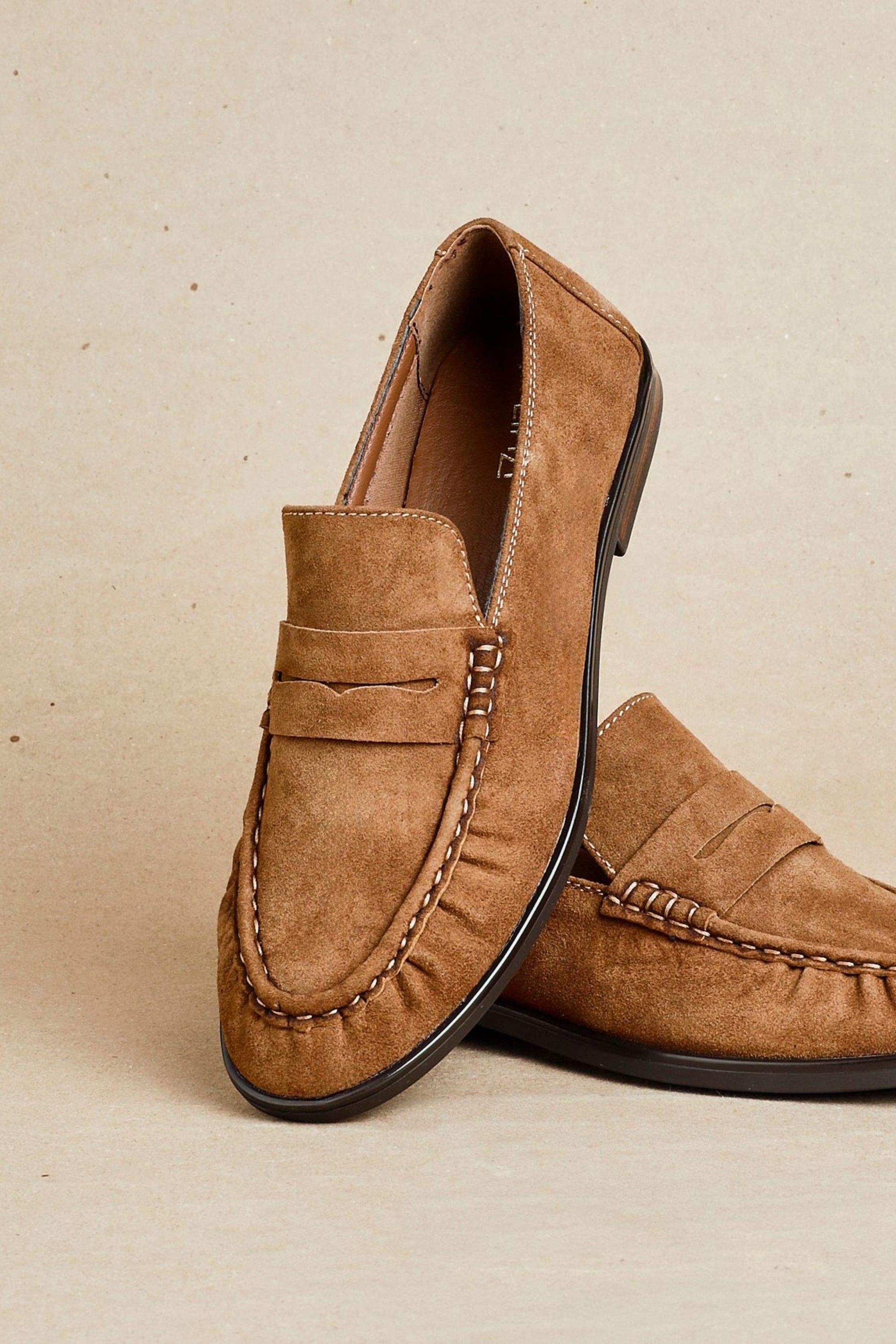 Linzi Belmont Tan Suede Leather Loafers