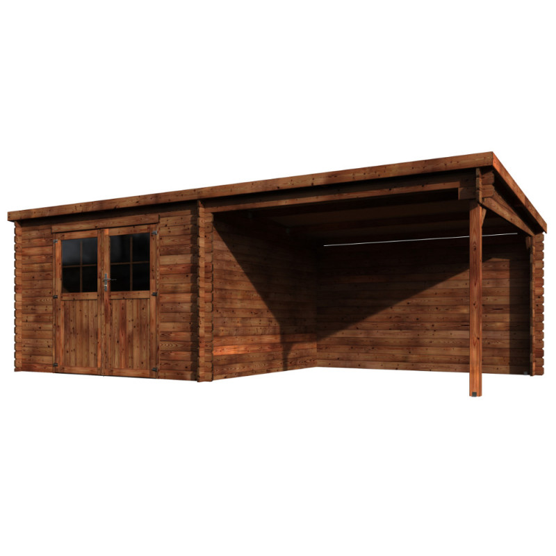 Abri de jardin en bois Eden traité 28 mm 6,32 x 3,02 m DÉCOR ET JARDIN