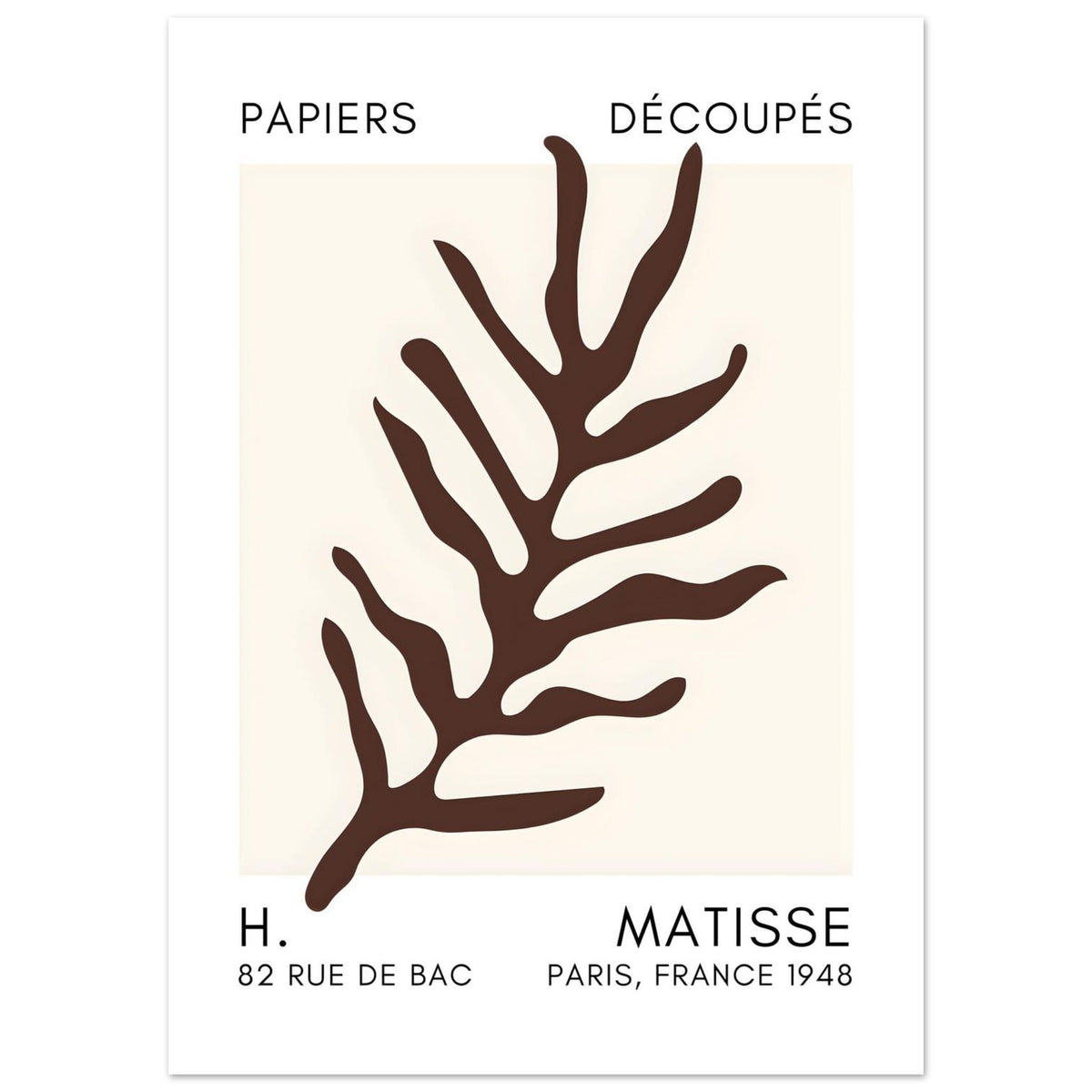Artfulprints Poster Matisse – Ocean flora brown  - 50x70 cm - Bruin