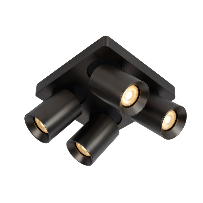 Spot LED Nigel acier noir dimmable GU10 4 x 5 W LUCIDE