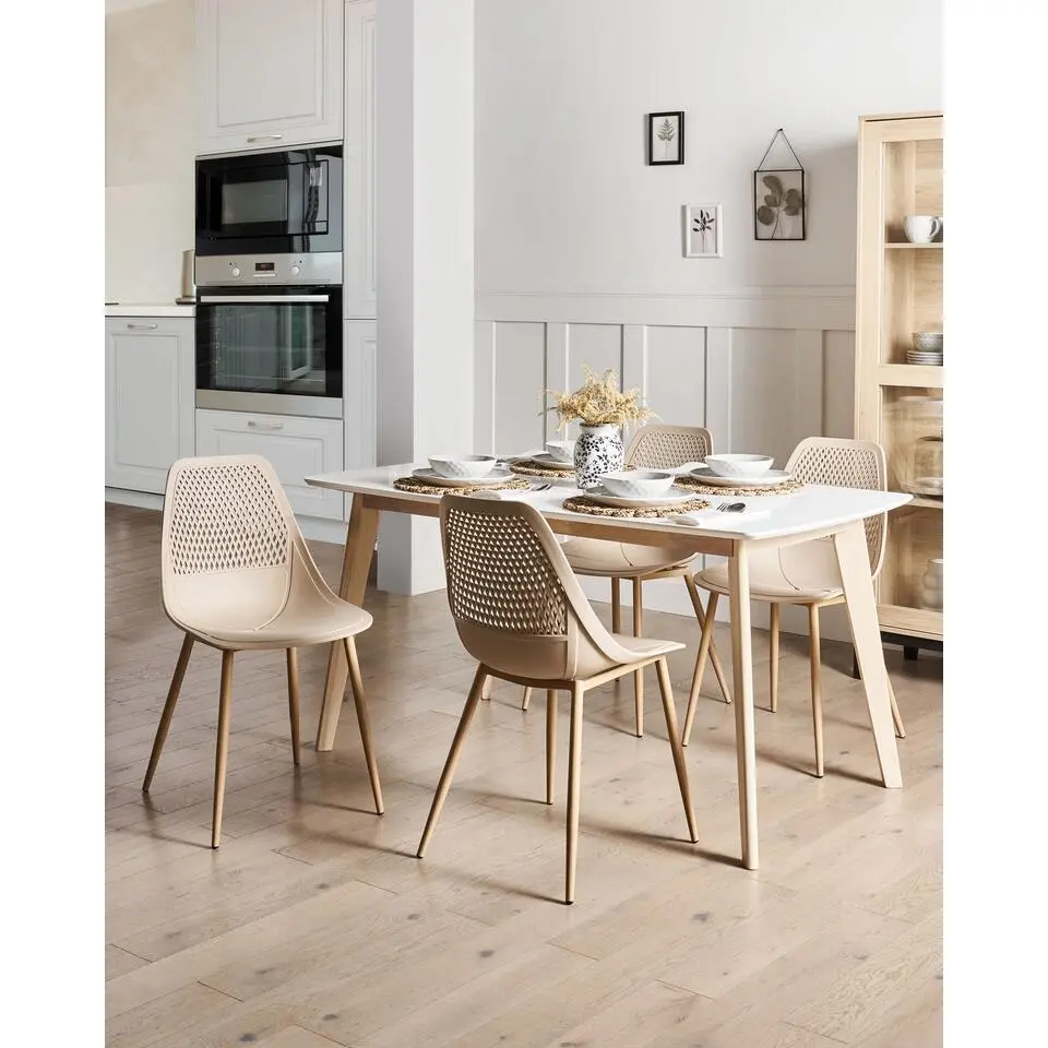 HAZELTON - Set van 4 stoelen - Beige - Synthetisch materiaal