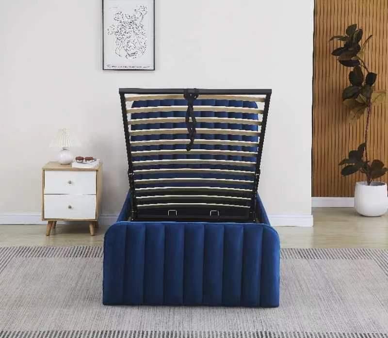 KOSY KOALA Ottoman Gas Lift Storage Bed 3ft Single and 1 Mattress Blue Velvet Bedroom