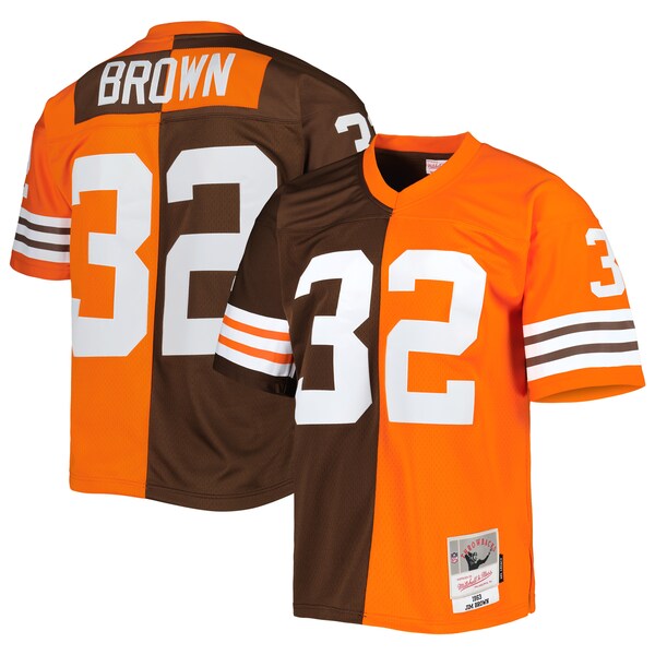 Jim Brown Cleveland Browns 1963 Split Legacy Replica Jersey - Orange/Brown