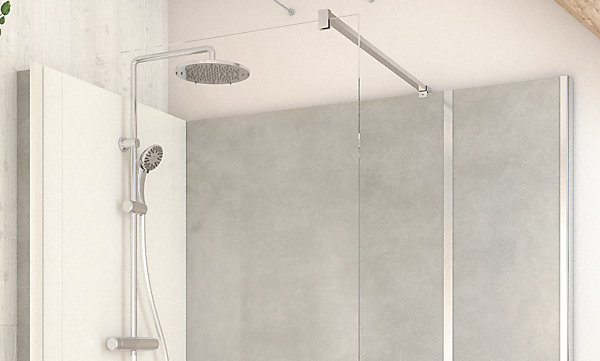 Cabine de douche à l’italienne l.80 x L.160 x H.218 cm – effet pierre grise, receveur de plain-pied, Elmer Serenity