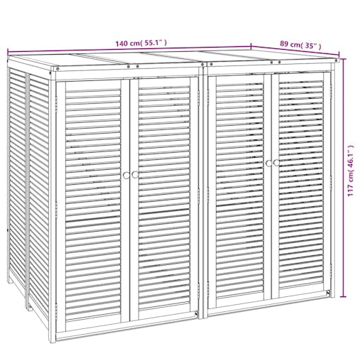 NNEVL Double Garbage Bin Shed 140x89x117 cm Solid Wood Acacia