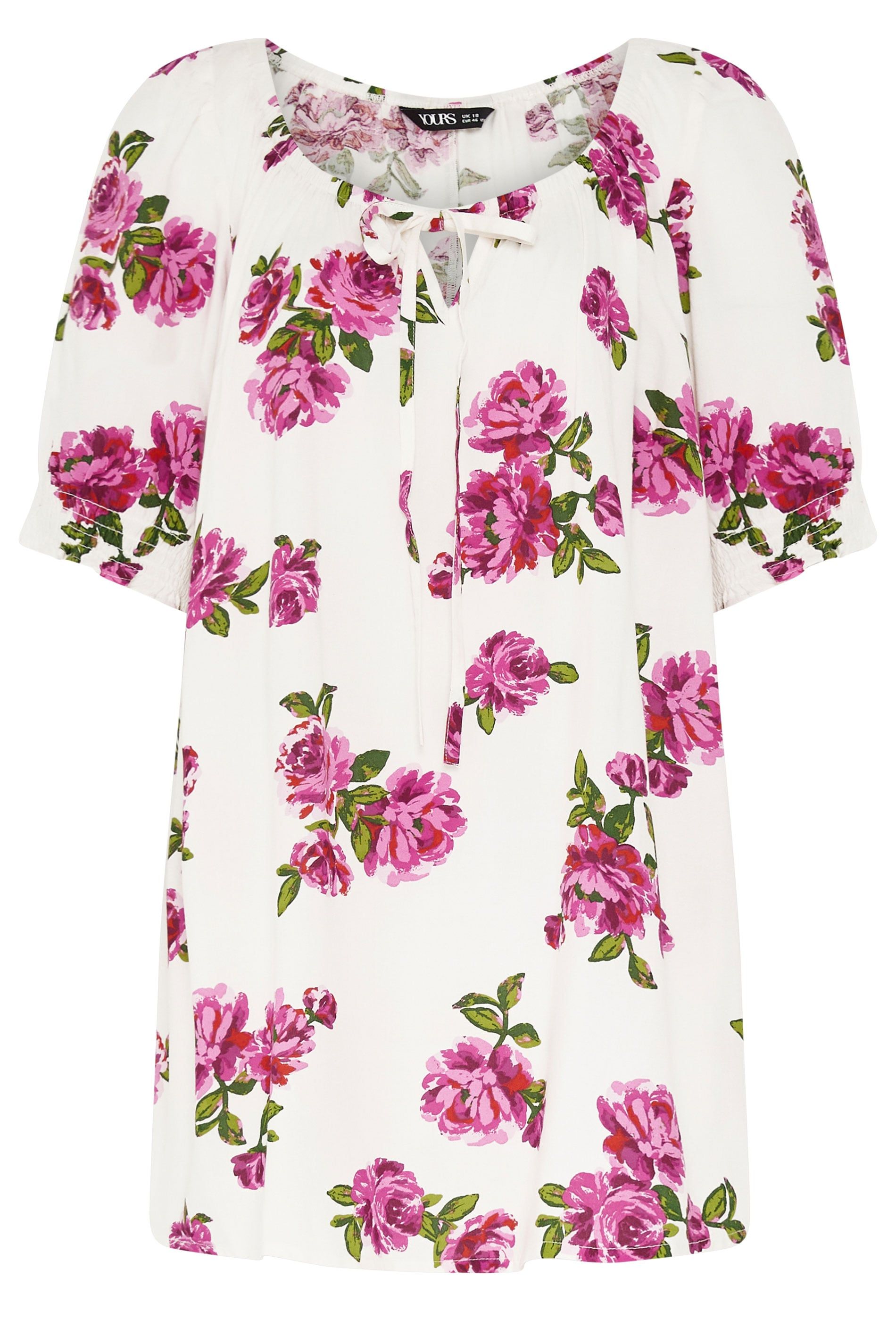 Yours Floral Print Puff Sleeve Top