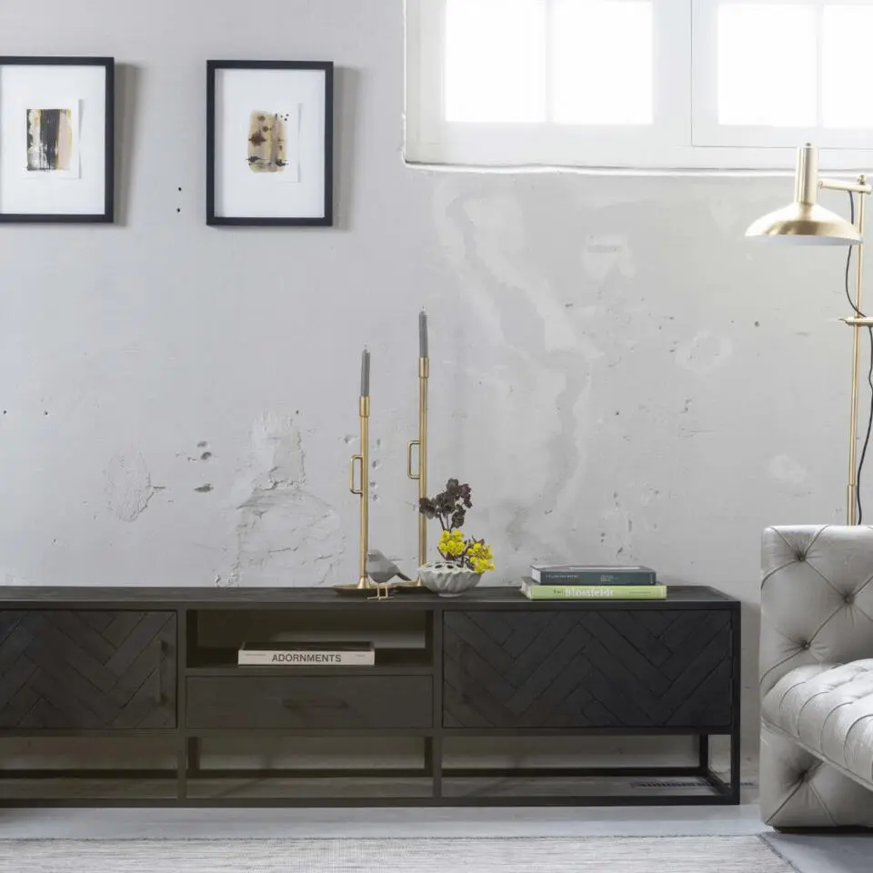 Mangohoutonline - TV Meubel Sienna 210cm Rechthoekig - Zwart - Mahom