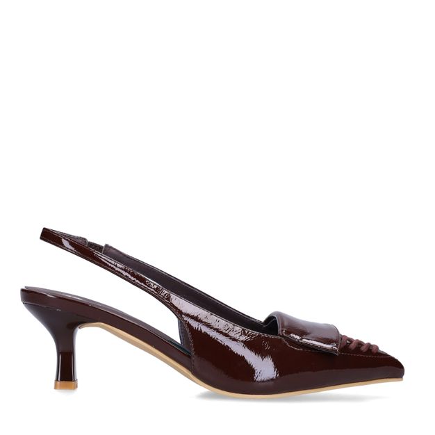 Bruine lak slingbacks
