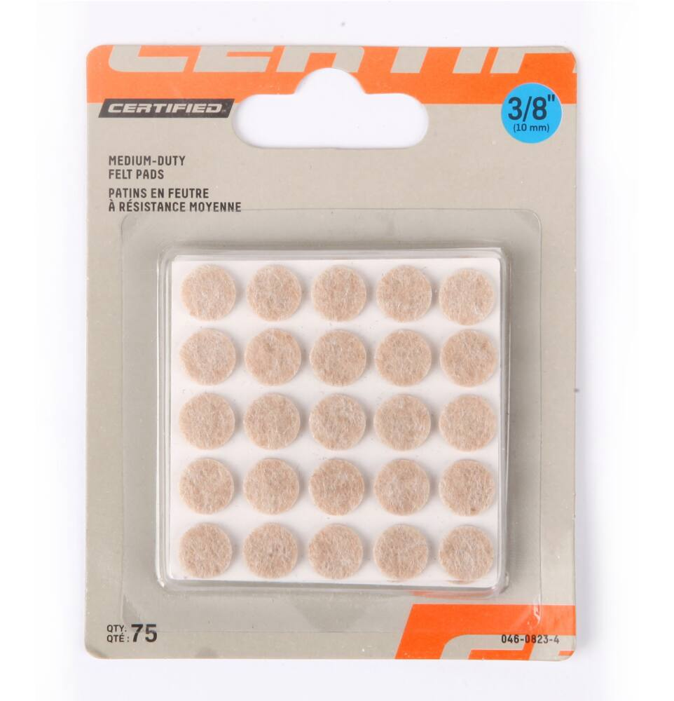 Likewise Round Medium Duty Pads, Surface Protection, 3/8-in, Beige, 75-pc