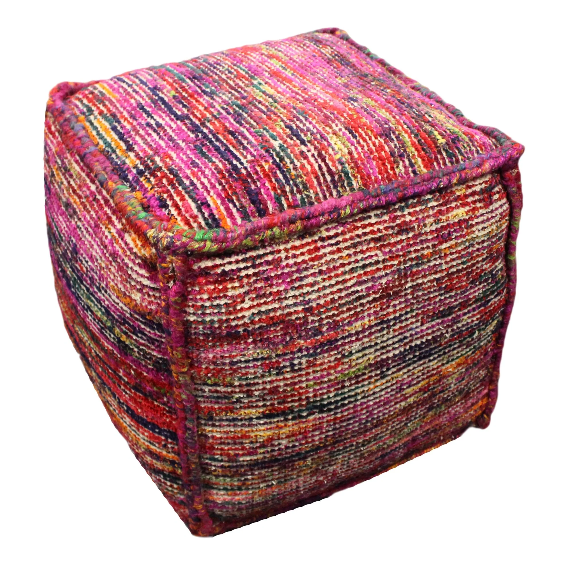 18 Pink Wool Cube Pouf Ottoman