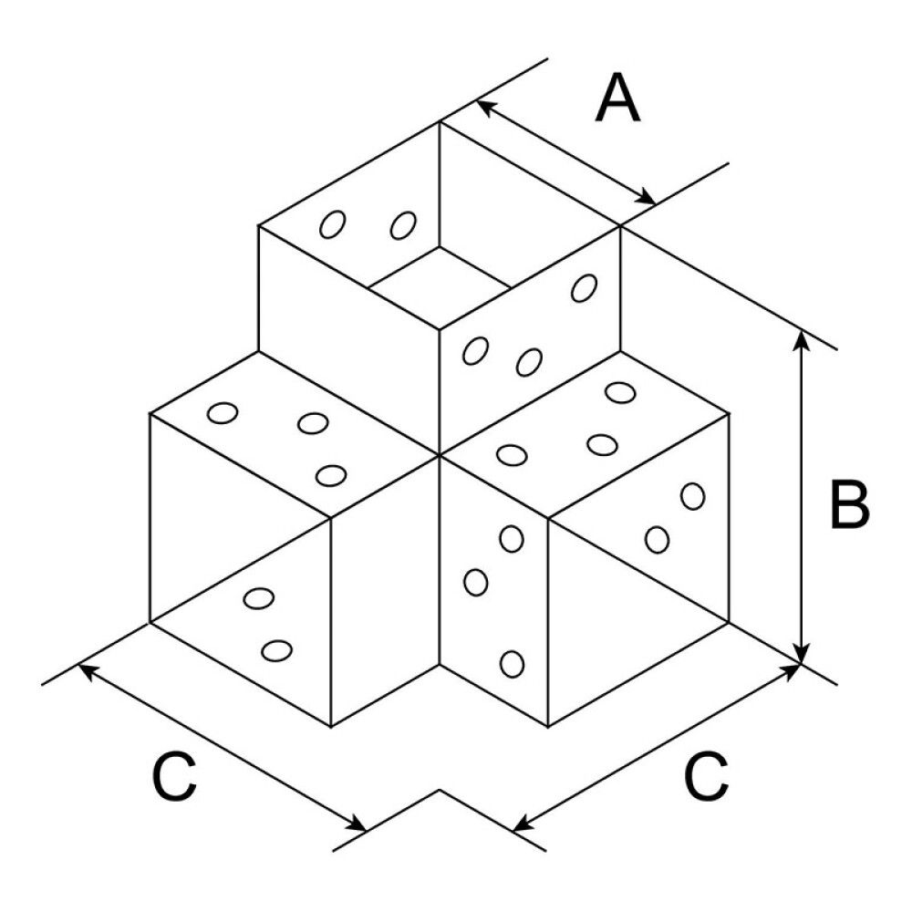 HJØRNEBESLAG SUKI 3-VEIS SVART 90° 91X91MM
