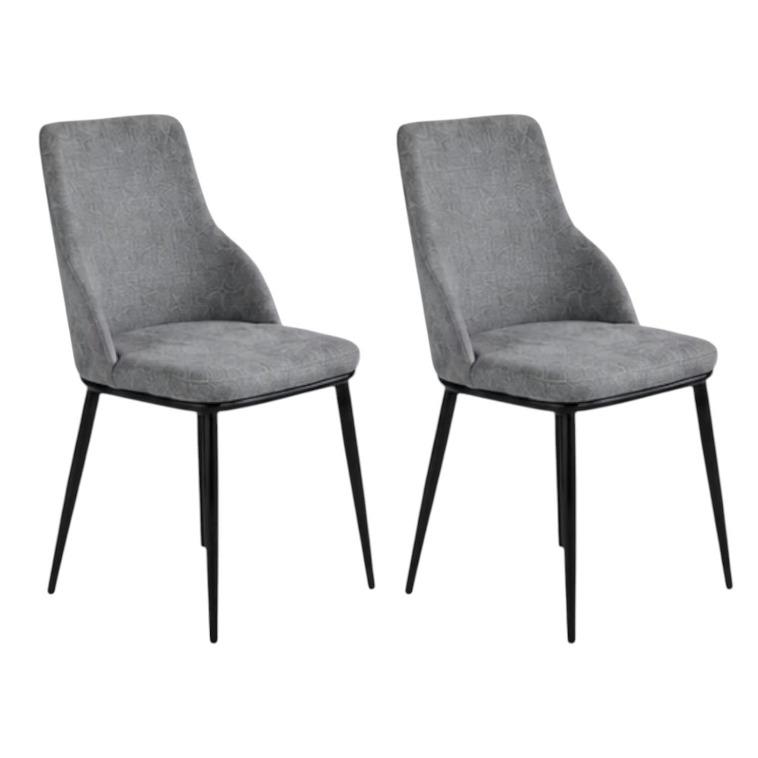 Chaise tissu gris pieds métal noir (x2) AUREN