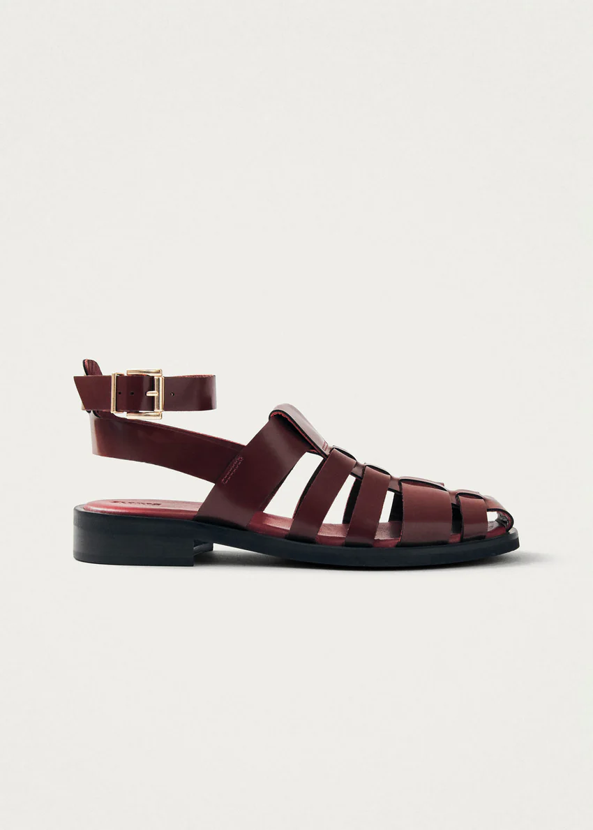Perry Sleek Burgundy Leather Sandals