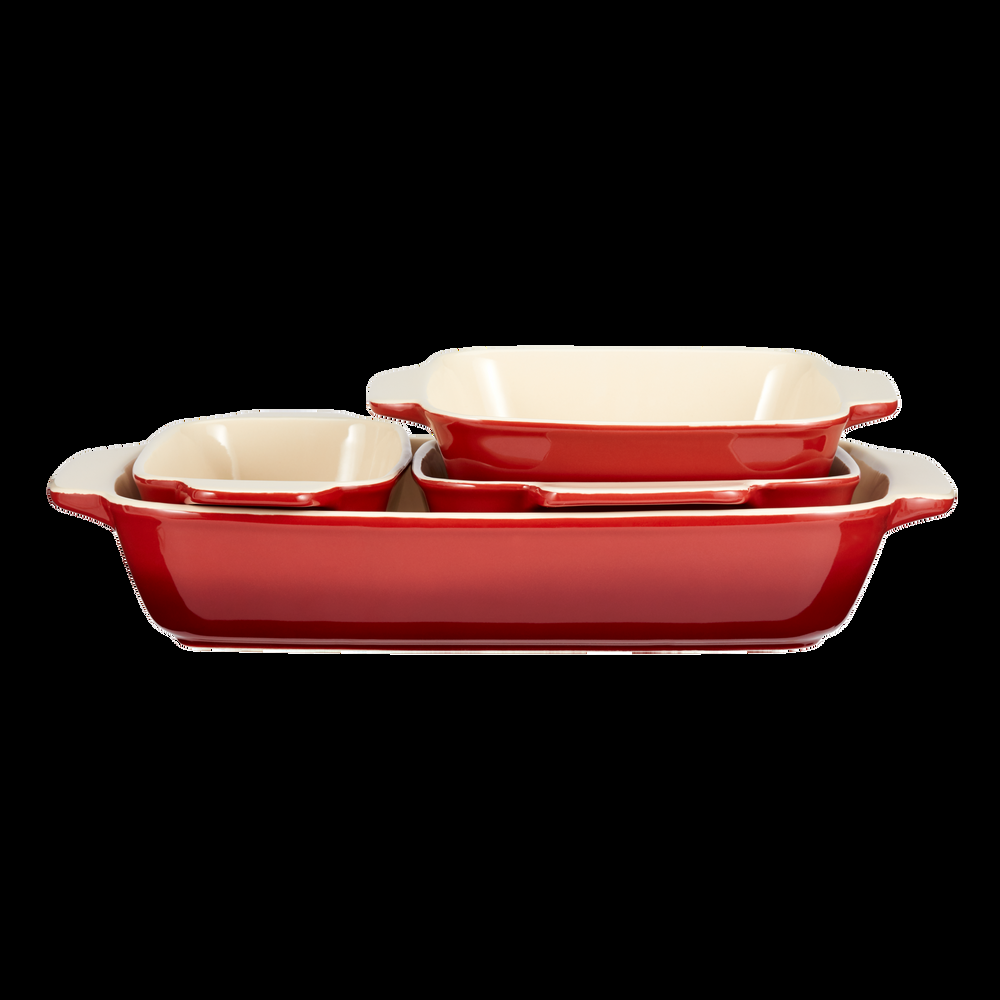 PADERNO Signature Smart Stacking Ceramic Bakeware, Red, Assorted Sizes, 4-pc